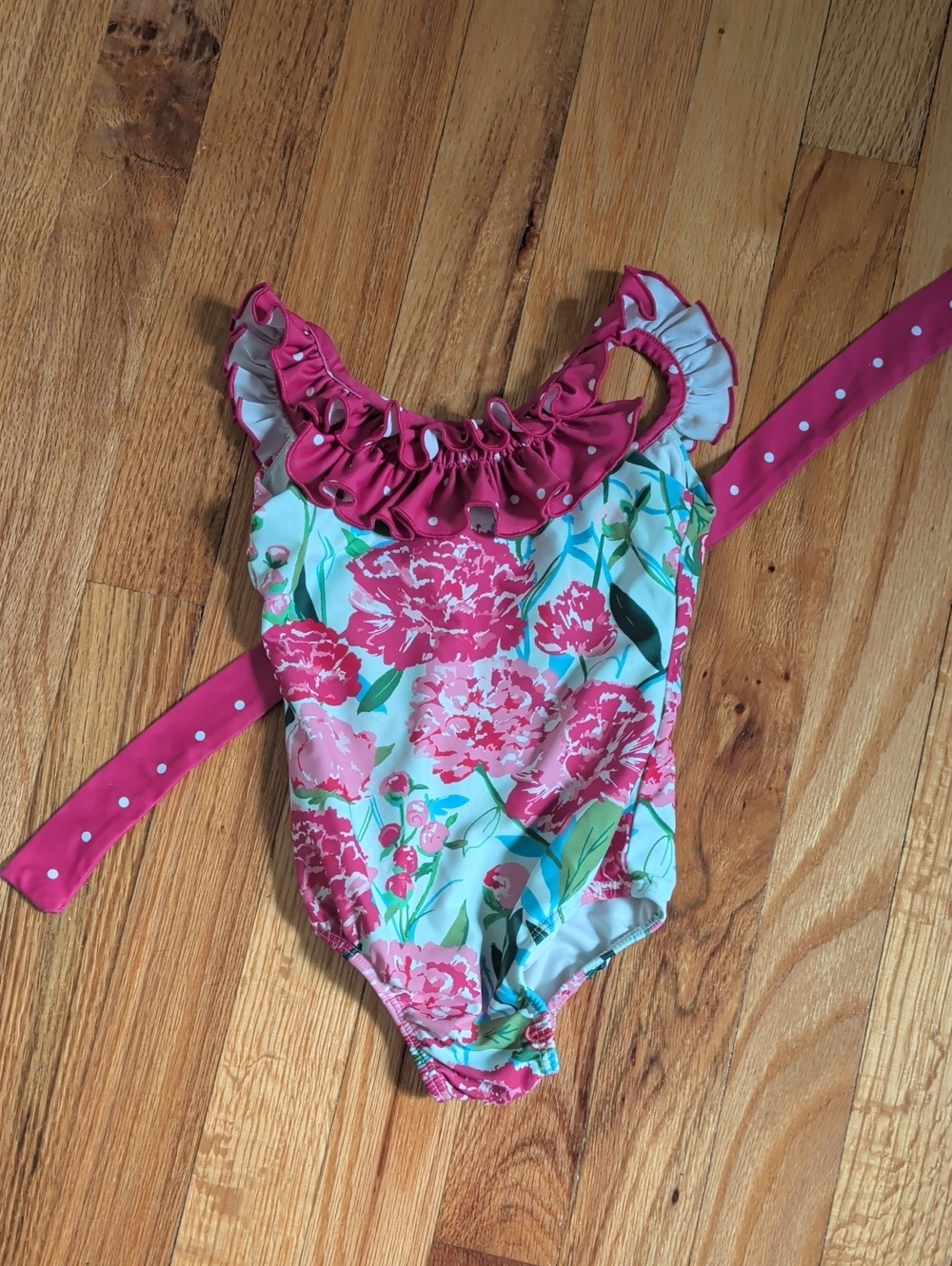 SweetHoney 2t Glirls Floral Ruffle One-Piece Swimsuit in Pink